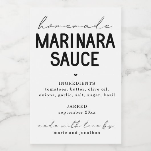 Étiquette à la sauce marinara fait maison (Étiquettes simples)