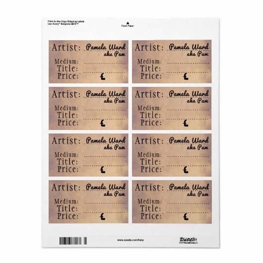 Étiquette à l'ancienne (Feuille entière)