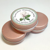 Étiquette à lèvres avec illustration de fleurs ros