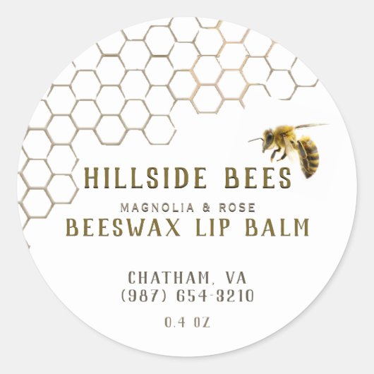 Étiquette à lèvres en cire d'abeille avec peigne e (Devant)