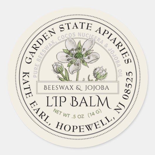 Étiquette à lèvres Fleur sauvage ivoire (Devant)