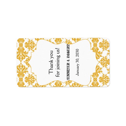 Étiquette à lèvres Mariage damassé blanc jaune (Devant)