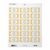Étiquette à lèvres Mariage damassé blanc jaune (Feuille entière)