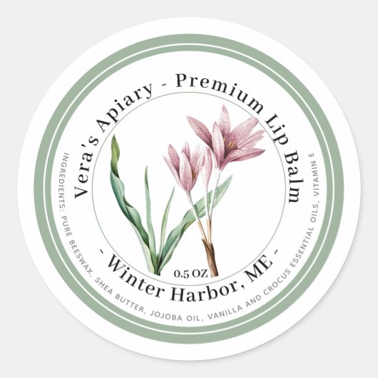 Étiquette à lèvres Premium avec fleurs roses (Devant)