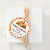 Étiquette à marmelade orange avec à damiers design (En situation)