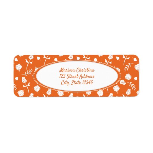 Étiquette à motifs floraux orange et blanc (Devant)