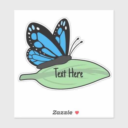 Étiquette à papillon de Monarque bleu mou (Feuille)