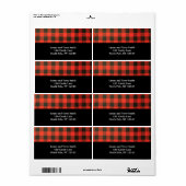 Étiquette à plaid de buffle rouge et noir (Feuille entière)