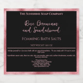 Étiquette à salines de bain noir et rose (Étiquettes simples)