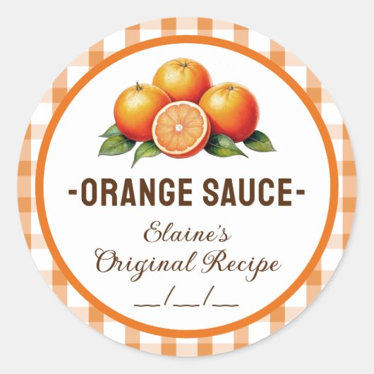 Étiquette à sauce orange avec à damiers design (Devant)