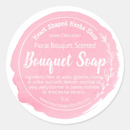 Étiquette à savon floral sur mesure (Devant)
