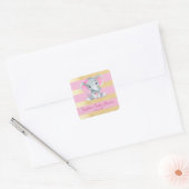 Étiquette à sticker rose or pour fille Eléphant (Enveloppe)