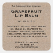 Étiquette à tube de baume pour papier kraft modern (Devant)