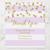 Étiquette à vin Baby shower Confetti en or violet (Étiquettes simples)