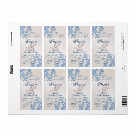 Étiquette à vin bleu  à vin bleu (Feuille entière)