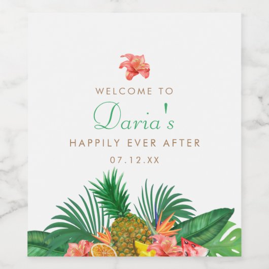 Étiquette à vin d'ananas tropical (Étiquettes simples)