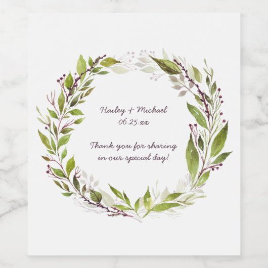 Étiquette à vin de fleurs vert vert vert courge fo (Étiquettes simples)