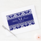 Étiquette à vin de la Navy Blue Mariage damassé (Enveloppe)