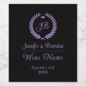 Étiquette à vin de Laurel violet et noir (Étiquettes simples)