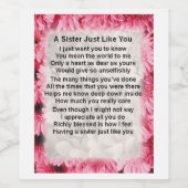 Étiquette à vin de poème soeur - Floral rose (Étiquettes simples)