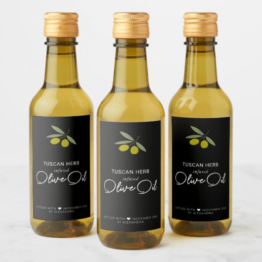 Étiquette à vin d'huile d'olive contaminée maison (Bouteilles)