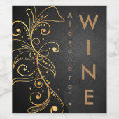 Étiquette à vin Filigree au ton or (Étiquettes simples)