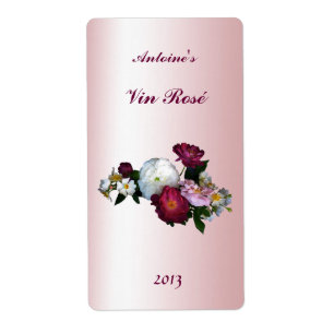 Étiquette à vin Floral Rose