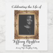 Étiquette à vin Gold Frame Memorial (Étiquettes simples)