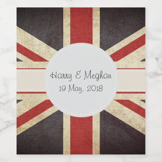 Étiquette à vin Harry & Meghan Union Jack (Étiquettes simples)