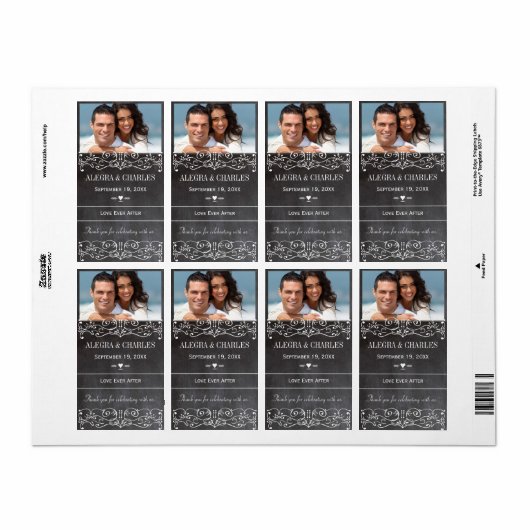 Étiquette à vin Mariage (Feuille entière)