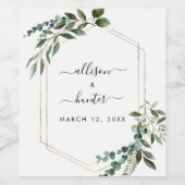 Étiquette à vin Mariage à cadre fleuri (Étiquettes simples)