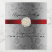 Étiquette à vin mariage avec ruban rouge sur argen (Étiquettes simples)