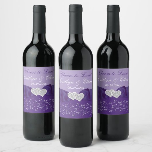 ÉTIQUETTE à vin Mariage blanc violet blanc (Bouteilles)