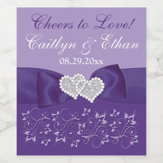 ÉTIQUETTE à vin Mariage blanc violet blanc (Étiquettes simples)