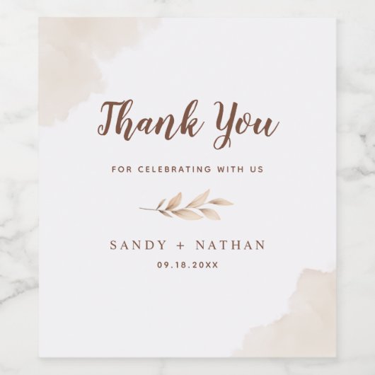 Étiquette à vin Mariage Boho Beige (Étiquettes simples)