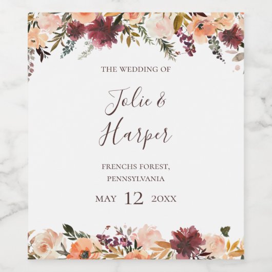 Étiquette à vin Mariage de Bourgogne (Étiquettes simples)