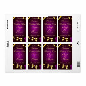 Étiquette à vin Mariage violet et or (Feuille entière)