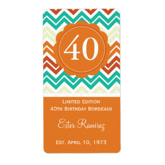 Étiquette à vin orange Chevron (375 ml)