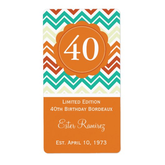 Étiquette à vin orange Chevron (375 ml) (Devant)