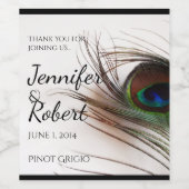 Étiquette à vin Peacock Feather Glamor (Étiquettes simples)