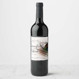 Étiquette à vin Peacock Feather Glamor