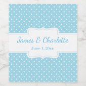 Étiquette à vin Polka bleu et blanc (Étiquettes simples)