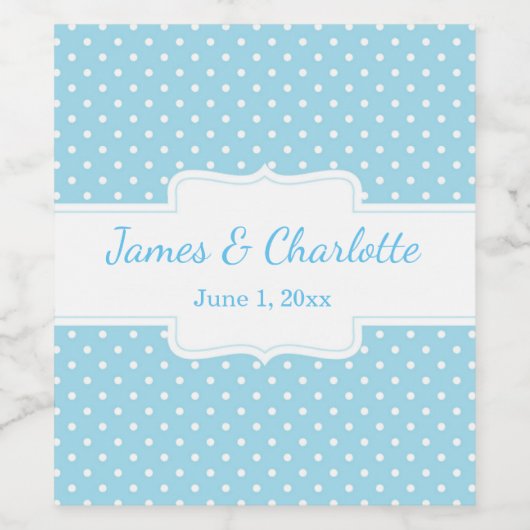 Étiquette à vin Polka bleu et blanc (Étiquettes simples)