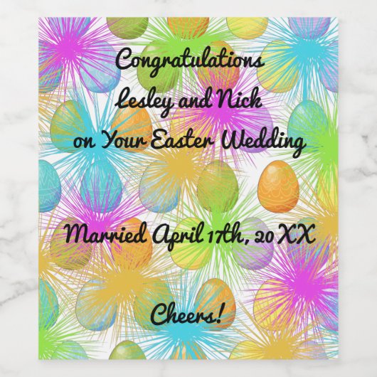 Étiquette à vin pour Mariage de Pâques avec oeufs  (Étiquettes simples)