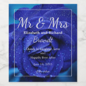 Étiquette à vin Rose bleu élégant (Étiquettes simples)