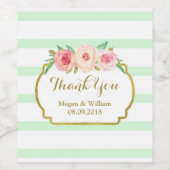 Étiquette à vin rose Floral à la menthe verte (Étiquettes simples)