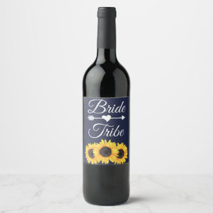 Étiquette à vin Sunflower   Country Blue Bride Tri