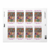 Étiquette à vin - Talavera Chouette rose Boire Vin (Feuille entière)