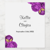 Étiquette À Vins Mariage Purple Et Or Floral (Étiquettes simples)