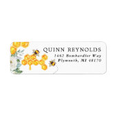 Étiquette Abeille à miel florale | Adresse de retour du bébé (Devant)